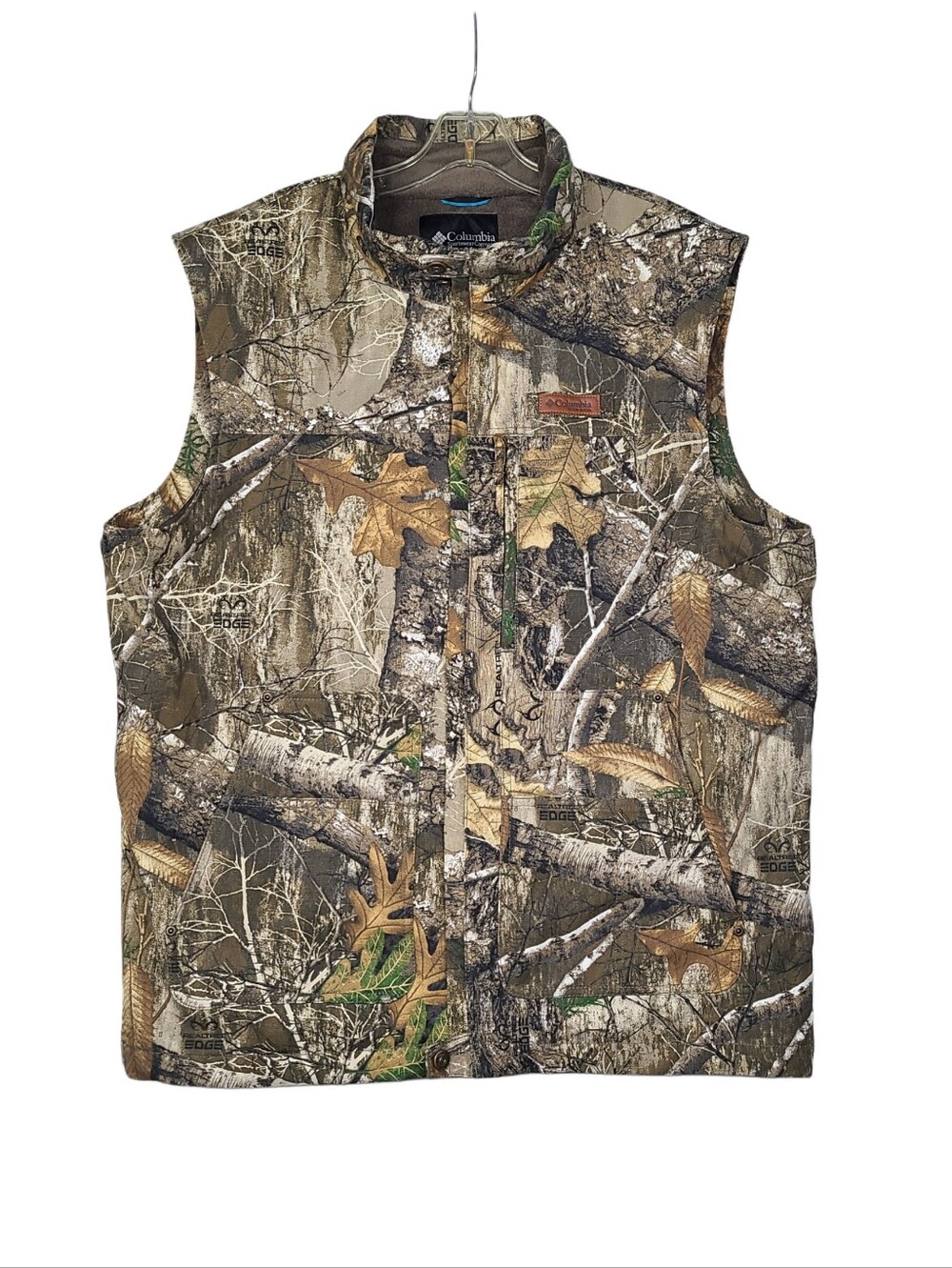 Vintage Columbia Realtree Camo Canvas Vest Mens Large Fleece Lined - RARE